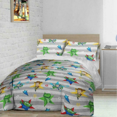 Toy Story Teddy Fleece Duvet Cover Set Grey Blue Green Double