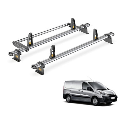 Toyota ProAce 2 Bar Roof Rack + Ladder Roller for 2013-2016 (Low (H1) Roof with Rear Barn Doors) - Van Guard Trade