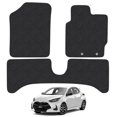 Toyota Yaris 2011-2020 Hybrid Car Floor Mats Carpet Tailored Fit 3pcs Set Black