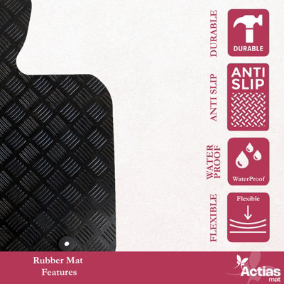 Toyota Yaris MK3 2011-2019 Tailored Rubber Floor Mats – Heavy Duty Black Set (Front & Rear)