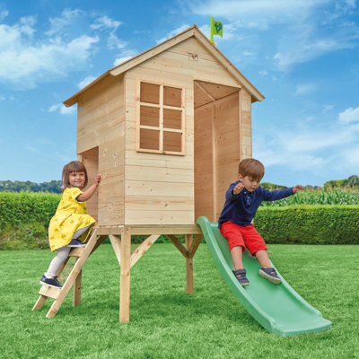 Wooden play best sale house with slide