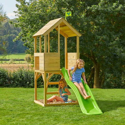 TP Treehouse Wooden Play Tower with Wavy Slide & Slide Lock - FSC certified