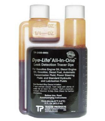 Tracer Leak Detection All In One Dye 8Oz For Oil/Fuel/ Atf/ Ps And Hydraulics.