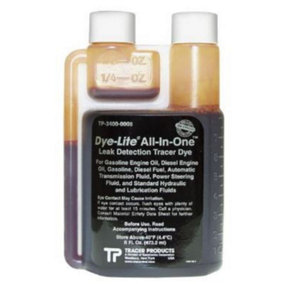 Tracer Leak Detection All In One Dye 8Oz For Oil/Fuel/ Atf/ Ps And Hydraulics.