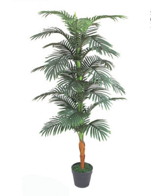 Tradala 5ft Large Lush Faux Artificial Areca Palm Tree Green Indoor ...