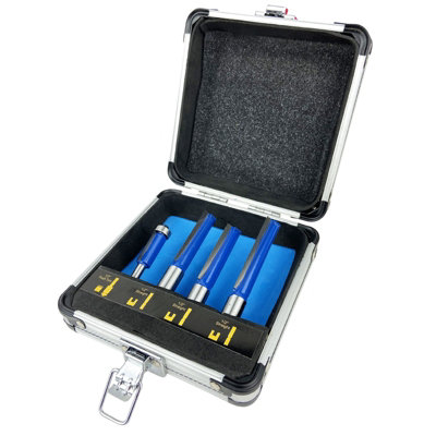 Trade 4 Piece Router Bit Set Cutter 1/2" Shank Tungsten Carbide Metal Case