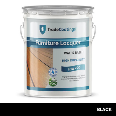 Trade Coatings Water Based Furniture Lacquer Professional Matt 10 Litre - Black