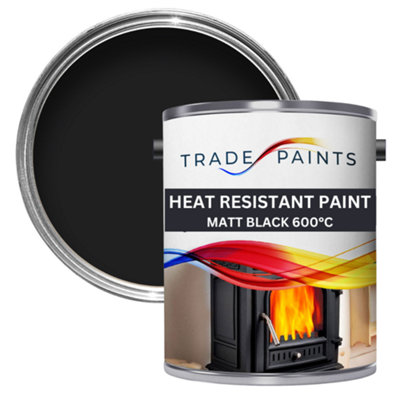 Trade Paints Heat Resistant Stove Paint - Matt Black - Up to 600C - 1L