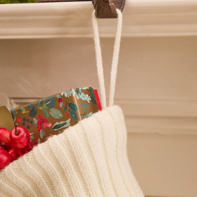Traditioanl Ivory Chunky Knit Christmas Xmas Gift Decoration Christmas Stocking - 4