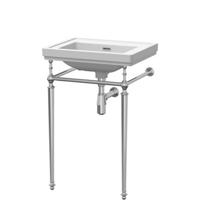Traditional 0 Tap Hole Fireclay Basin with Luxury Wash Stand & Bottle ...