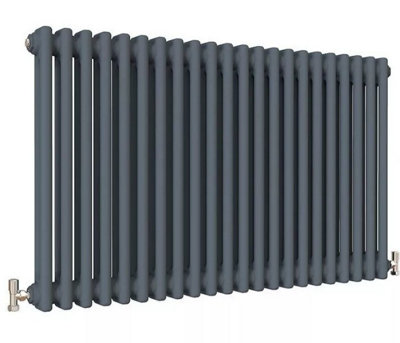 Traditional 2 Column Cast Iron Radiator Anthracite Finish, 600mm x ...
