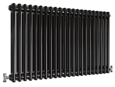 Traditional 2 Column Cast Iron Radiator Black Finish, 600mm x 1010mm ...