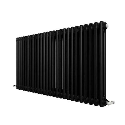 Traditional 2 Column Cast Iron Style Radiator Horizontal Black 600x1190mm