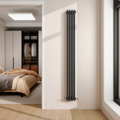 Traditional 2 Column Cast Iron Style Radiator Vertical Anthracite ...