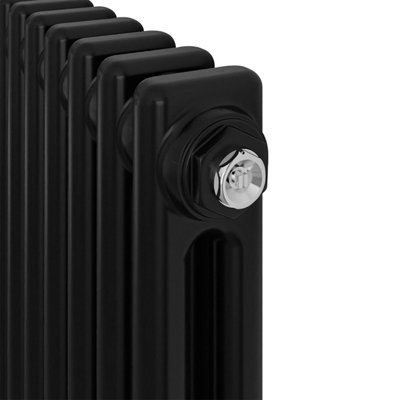 Traditional 2 Column Cast Iron Style Radiator Vertical Black 1800x380mm