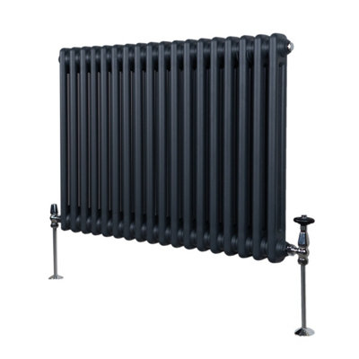 Traditional 2 Column Radiator - 600 x 832 mm - Anthracite