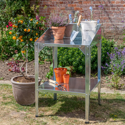 Traditional 2 Tier Greenhouse Workstation Silver