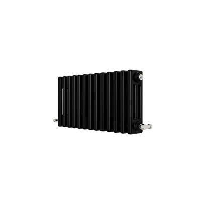 Traditional 3 Column Cast Iron Style Radiator Horizontal Black 300x605mm