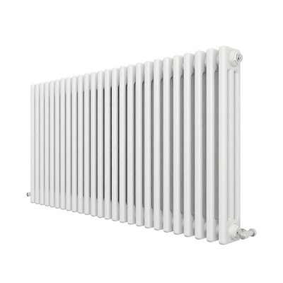 Traditional 3 Column Cast Iron Style Radiator Horizontal White 600x1190mm