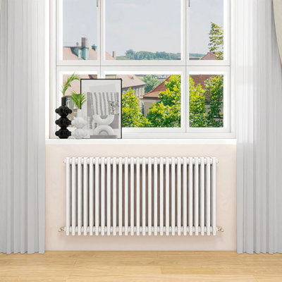 Traditional 3 Column Cast Iron Style Radiator Horizontal White 600x1190mm