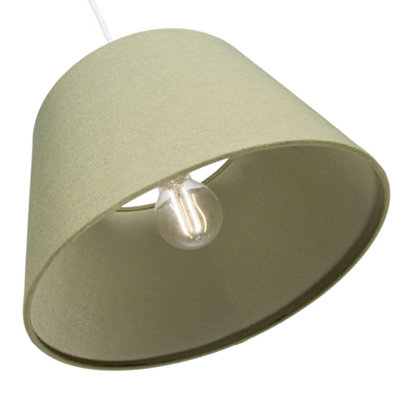 Traditional 30cm Olive Green Linen Fabric Drum Table/Pendant Shade 60w Maximum