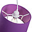 Traditional 30cm Purple Linen Fabric Drum Table/Pendant Shade 60w Maximum