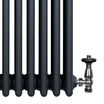Traditional 4 Column Radiator 1800mm x 200mm & TRV Chrome Valves ...