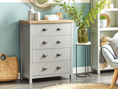 Traditional 4 Drawer Chest Grey CLIO