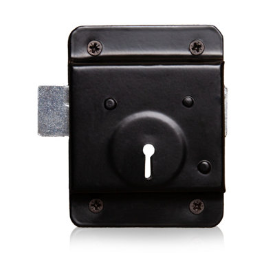 Traditional 50mm Rim Press Lock, Surface Mounted Black Rim Presslock