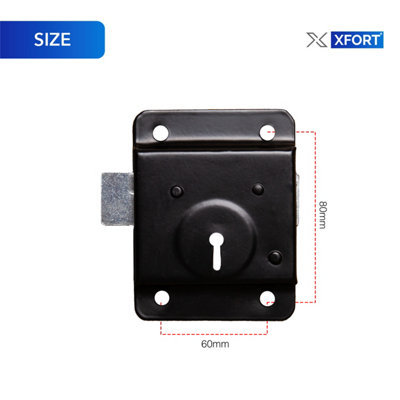 Traditional 50mm Rim Press Lock, Surface Mounted Black Rim Presslock