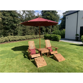 Traditional Aidendack Style Set With 2 x Scatter Cushion Burgundy, 1 x Parasol Burgundy & 1 x Parasol Base