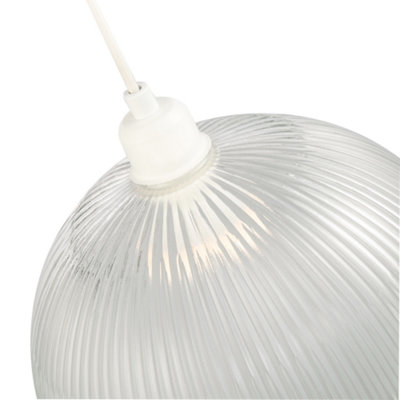 Traditional American Diner Pendant Shade with Antique Trim and Ribbed Glass