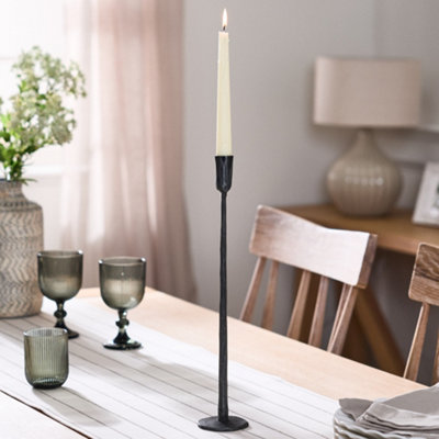 Traditional Antique Black Slim Candle Holder Table Centerpiece Candle Stick 22cm