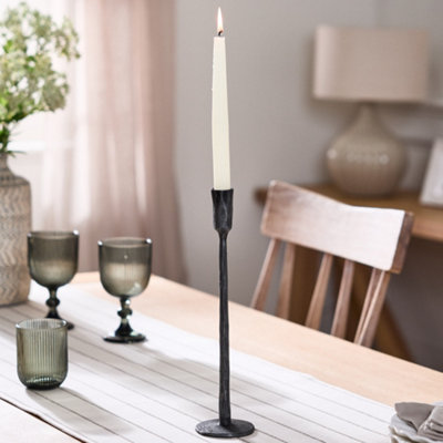 Traditional Antique Black Slim Candle Holder Table Centerpiece Candle Stick 32cm