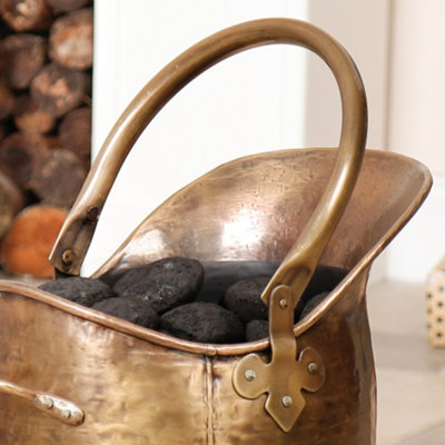 Traditional Antique Brass Heavy Duty Fireplace Coal Bucket with Shovel (Z153) - 4