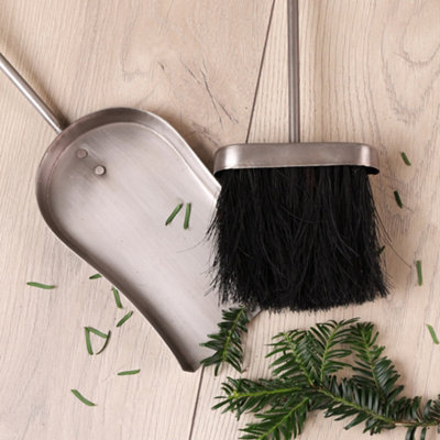 Traditional Antique Pewter 4pc Freestanding Fireside Companion Set with Coal Bucket and Shovel - 3