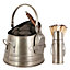 Traditional Antique Style Silver Coal Bucket with Silver Matches Canister