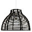 Traditional Basket Style Vintage Black Rattan Wicker Ceiling Pendant Light Shade