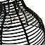 Traditional Basket Style Vintage Black Rattan Wicker Ceiling Pendant Light Shade