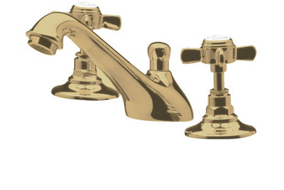 Traditional Bathroom Crosshead 3 Tap Hole Basin Mixer Tap with Pop-Up ...