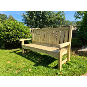 Traditional Bench Garden Seat - Timber - L65 x W165 x H100 cm - Fully Assembled