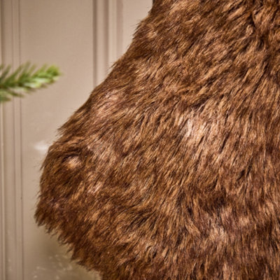 Traditional Beresford Dark Brown Faux Fur Xmas Gift Decoration Christmas Stocking - 3