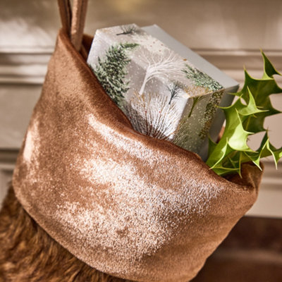 Traditional Beresford Dark Brown Faux Fur Xmas Gift Decoration Christmas Stocking - 4