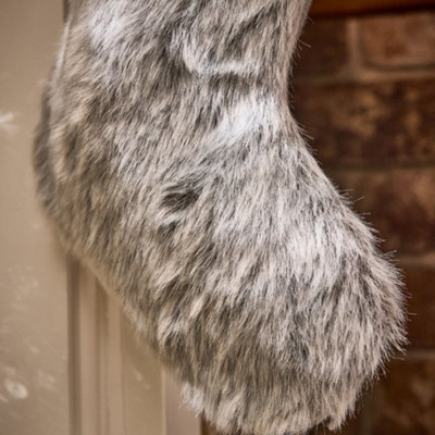 Traditional Beresford Grey Faux Fur Xmas Gift Decoration Christmas Stocking - 3