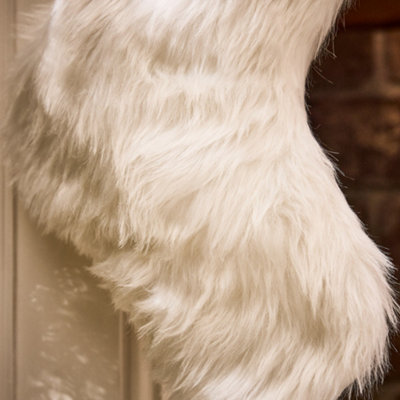 Traditional Beresford White Faux Fur Xmas Gift Decoration Christmas Stocking