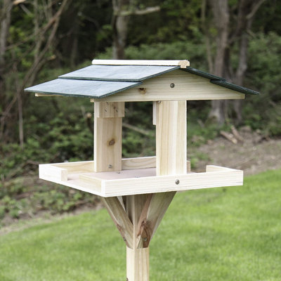 Traditional Bird Feed Table - Wooden Construction - Attracts A Variety Of Wild Birds - Perfect Outdoor Decoration