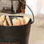 Traditional Black and Copper Fireside Coal, Log Storage and Kindling Bucket Basket