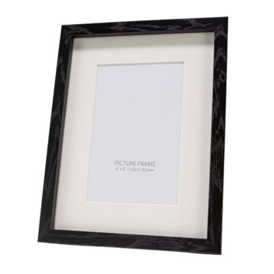 Traditional Black Ash Wood Effect Plastic 4x6 Picture Frame with Ivory