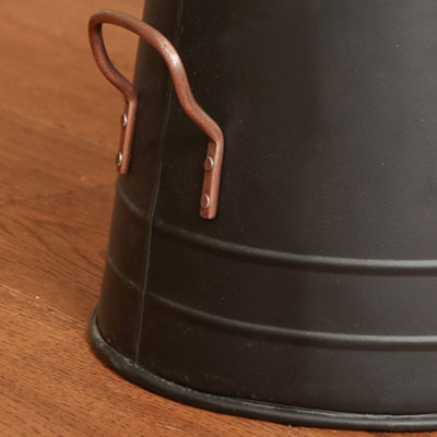 Traditional Black Copper Fireside Coal Bucket with Scoop - 4