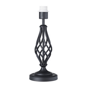 Traditional Black Table Lamp Base with Twist Metal Stem Design and Inline Switch